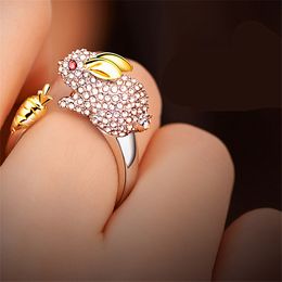 Rabbit Ring Charm Vintage Chic Animal Rings for Women Girls Charm Gothic Punk Opening Finger Silver Rings