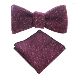 Bow Ties GUSLESON Wool Self Tie And Handkerchief Set Mens Quality Cashmere Bowtie Hanky Pocket Square Suit Wedding Party Fred22