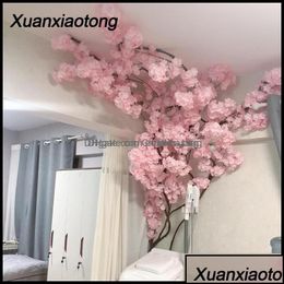 Decorative Flowers Wreaths Festive Party Supplies Home Garden Gardendecorative 1Pcs Cherry Blossoms Artificial Branches For Wedding Arch B