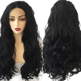 180 Density 24Inch Deep Wave Glueless Wave Lace Frontal Hair Wigs Natural Black Women Synthetic Wig Plucked Daily Wig