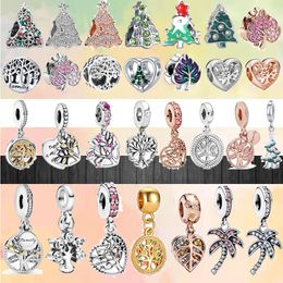 Fit pandora charms 925 bracelet Bead Original box Color Sunflower Family Christmas Tree European charm jewelry