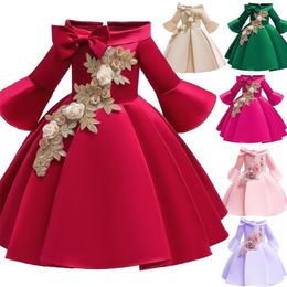 vestido infantil Kids Christmas Dresses For Girls Princess Dress Flower Girls Wedding Dress Children Formal Evening Party Dress 210329