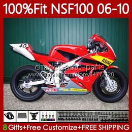 Race Fairing For HONDA Fiberglass NSF100 NSF-100 NSF 100 2006 2007 2008 2009 2010 Bodywork 116No.70 NS-F100 06 07 08 09 10 Glossy Red Injection Mold Glass fiber Body