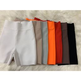 9 Colours Bandage Shorts White Black Grey Short Pants High Waist Top Quality Rayon Vintage 220509
