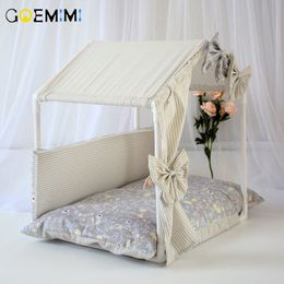 Detachable Dog House Pet Bed Tent Cat Kennel Indoor Bow Design Puppy Mat Sofa Sleeping Bag Winter Nest For Cats Y200330307Z