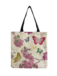 Evening Bags Personality Chinese Style Printing Linen Faric Bag Bright Colors Butterfly And Flower Women's Handbag Art Custom Pattern To