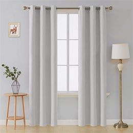 White Thermal Insulated Blackout Curtains for Living Room bedroom Grey Thick Window Curtain Treatment 220511