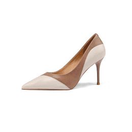 Optional 5-8cm Height Heel Women Mixed Colours Shoes Genuine Leather Pointed Retro Sexy Fashion Ladies Shoes Talon Femme G220520