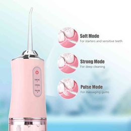 3Modes Oral Care Irrigator Dental Water Flosser Jet teeth whitening 4Nozzles Recharge 220ML Tank IPX7 Teeth Cleaner 220513