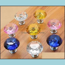 Decorative Objects Figurines Home Accents Decor Garden Fashion Clear Crystal Knob Cabinet Pl Handle Der Kitchen Door Wardrobe Hardware Dro