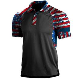 Men's Polos Flag Shirts Summer Turn Down Collar Short Sleeve Casual Cotton Blend Breath For ManMen's Men'sMen's