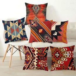 Pillow /Decorative Bohemian Throw Pillows Case Turkey Style Persian Linen Carpet Painting Cover For Sofa Bed Home Decor Pillowcases