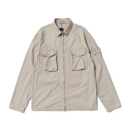 Mens Jacket Lapel Neck windbreaker zipper shirt Ghost shirt coat Metallic Nylon italy style Clothes long sleeve Outerwear