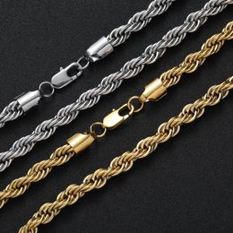 Chains 8mm Wholesales Hip Hop Stainless Steel Rope Chain Necklace Jewelry SC021Chains
