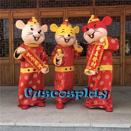 Mascot doll costume Chinese New Year Mouse Mascot Costume Adult Character Costume Rat Mascot with Tang for Halloween Christmas Part
