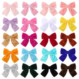 4.3Inch Solid Velvet Bows Hair Clip For Girl Hair pin New Handmade Bowknot With Clips Headwear Kids Hair Accessories