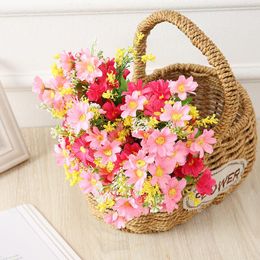 Decorative Flowers & Wreaths Home Decoration Simulation Flower Wild Chrysanthemum Bouquet Artificial Small Daisy Green Plant Silk Wedding De