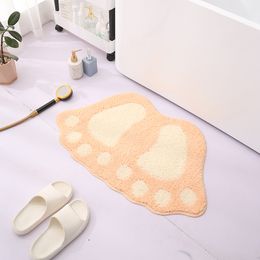 -Mat de sol absorbant le tapis en forme de pied Porte de salle de bain Polyester lavable épaissis