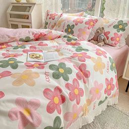 Spring Flounced Cotton Printed Four Piece Set Dormitory Bedding Student Sheet Quilt Cover