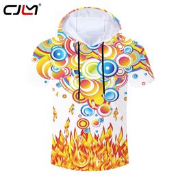 Man Colourful Hooded Tshirt 3D Printed Personality Tshirt Flame Annulus Mens Tee Shirt Pullover Wholesale 220623