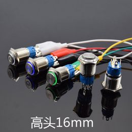 Switch 16mm Metal Push Button LED Light 3-6V 12V Self Locking Car Start Power Red Blue Green WhiteSwitch