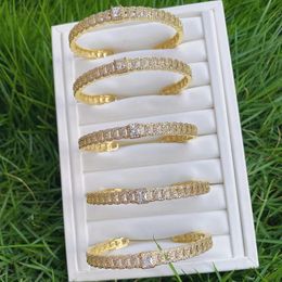 Bangle 5Pcs Mix Color Crystal Charms Zircon Gold Metal Jewelry Bracelet Women 51462Bangle