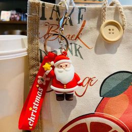 Keychains Kids Santa Claus Pvc Girls Korean Style Key Ring Car Accessories Christmas Chains Bag Pendant Decoration