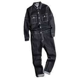 Men's Jeans Overalls Slim Fit Boyfriend Jean Jumpsuits Spring Autumn Streetwear Denim Bib Jumpsuit Male Long Rompers Pants281c