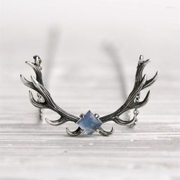 Pendant Necklaces Deer Antler Moonstone Necklace Silver Colour Statement Women Female Charm Horns Boho Jewellery GiftPendant Godl22