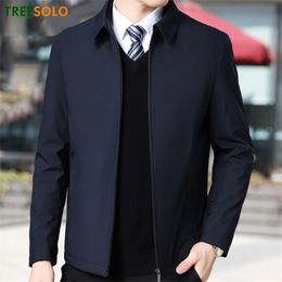 Brand Business Mens Jacket Casual Coats Turn down Collar Zipper Simple MiddleAged Elderly Men Dad clothes Office Outerwear men 220810