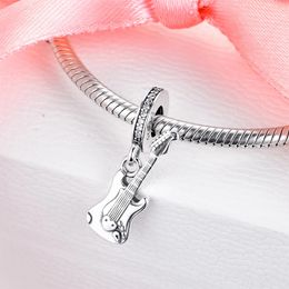 S925 Sterling Silver Beads Electric Guitar Dangle Charms fit Original Pandora Charm Bead Bracelets DIY Pendant For Jewellery Making 798788C01