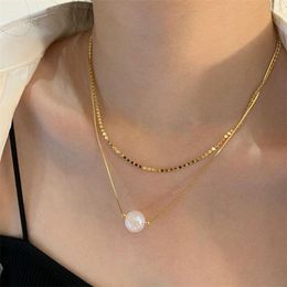 Chains Korean Elegant Mermaid Fantasy Colour Pearl Necklace For Women Girls Trendy Double Layers Choker Party Jewellery GiftsChains