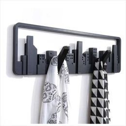 Hooks & Rails City Building Multi-Group Horizon Coat Rack Creative Wall Hook On The Hanger Behind Door Home Storage