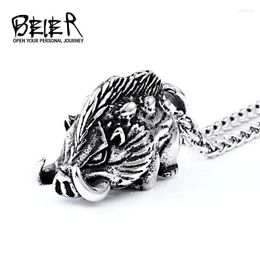 Pendant Necklaces Beier 316L Stainless Steel Men Wild Viking Boar Necklace Vintage Nordic Animal Charm For Jewellery LHP144Pendant Sidn22