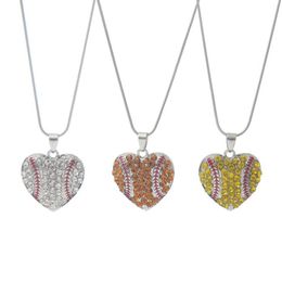 Sports Baseball Necklace Party Supplies Diamond Softball Heart Pendant Necklace 3 Colours