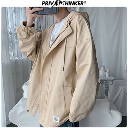 Privathinker Autumn Men s Korean Hooded Jackets Male Loose Baseball Large Size Jacket Men Collage Streetwear Coat S LJ201013