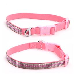 Dog Collars & Leashes Suede Cat Collar With Bling Rhinestons Pet Puppy Neck Strap For Chihuahua Yorkie PoodleDog