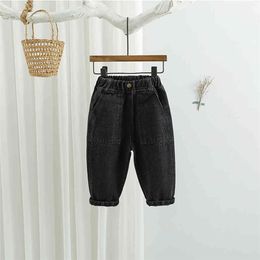 Jeans For Girl Solid Color Kids Jeans For Girls Casual Style Kid's Jeans Spring Autumn Clothes For Girls 210412