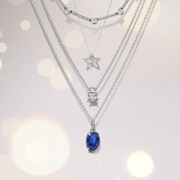 Chains Winter Fashion 100% High Quality S925 Sterling Silver Star Necklace Collection Temperament Feminine Banquet JewelryChains