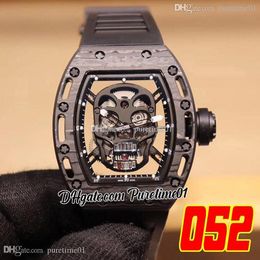 Skull 052 Miyota Automatic Mens Watch Carbon Fibre Skeleton Dial Black Rubber Strap Super Edition Puretime01 E69B1