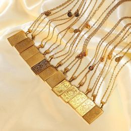 -12 Tierkreiszeichen Halskette 18K Gold plattiert Edelstahl Scorpio Virgin Libra Aquarius Square Pendant Halskette Jdn20710