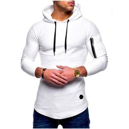 Men's T-Shirts Summer Casual Men's Thin Hooded T-shirt Zipper Pocket Fashion Tops Jogging Fitness Workout SportswearMen's