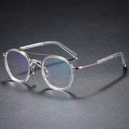 sunglasses mens Optical Glasses Frame Myopia Prescription Spectacles Round Full Pure Titanium Transparent Acetate