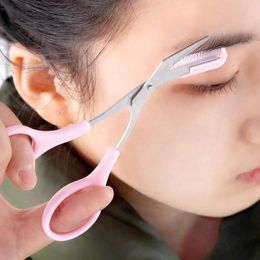 eyebrow trimmer scissors with comb Canada - Lady Woman Eyebrow Trimmer Scissors With Comb Men Hair Removal Grooming Shaping Shaver Eye Brow Scissors Eyelash Hair Clips