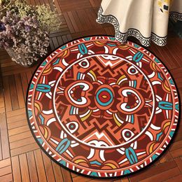 Carpets Folk Style Totem Rug Round Living Room Bedroom Boho Chair Pad Home Decor Moda