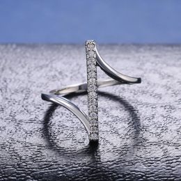 Cluster Rings Simple Straight Line For Women Cubic Zirconia Jewelry Finger Female Anel Elegant Classic Bague FemmeCluster