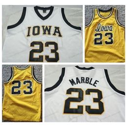 Nikivip Cheap Custom #23 Roy Marble Iowa College Basketball Jersey Men's All Stitched White Yellow Any Size 2XS-5XL Name Or Number Vintage