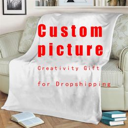 Custom Picture Flannel Blanket Personalized Po Fleece Blankets for Sofa Gift Customized DIY Print on Demand Drop 220616