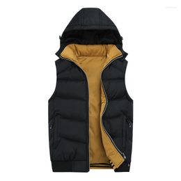 Men's Vests Mens Vest Jacket 2022 Winter Men Hooded Sleeveless Jackets Warm Padded Waistcoat Coats Plus Size