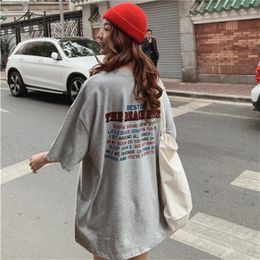 Casual Loose Fashion Basic Letter Printed All Match Oversize College Wind Street Sale Women Female Short Sleeve Top T-shirts 220402